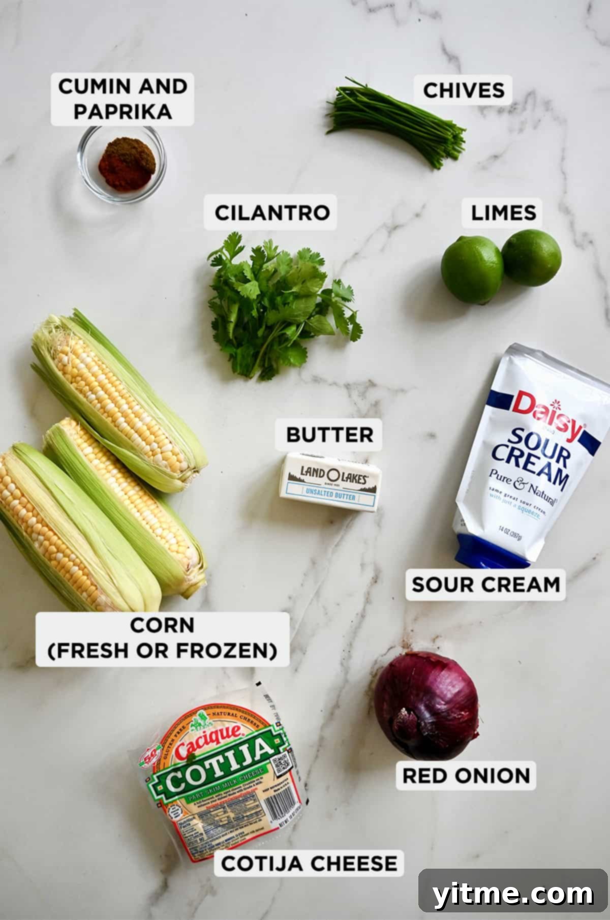 Ingredients for Mexican street corn salad