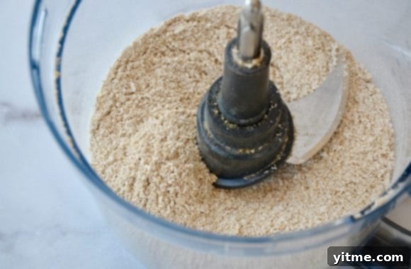 Oat flour in a food processor