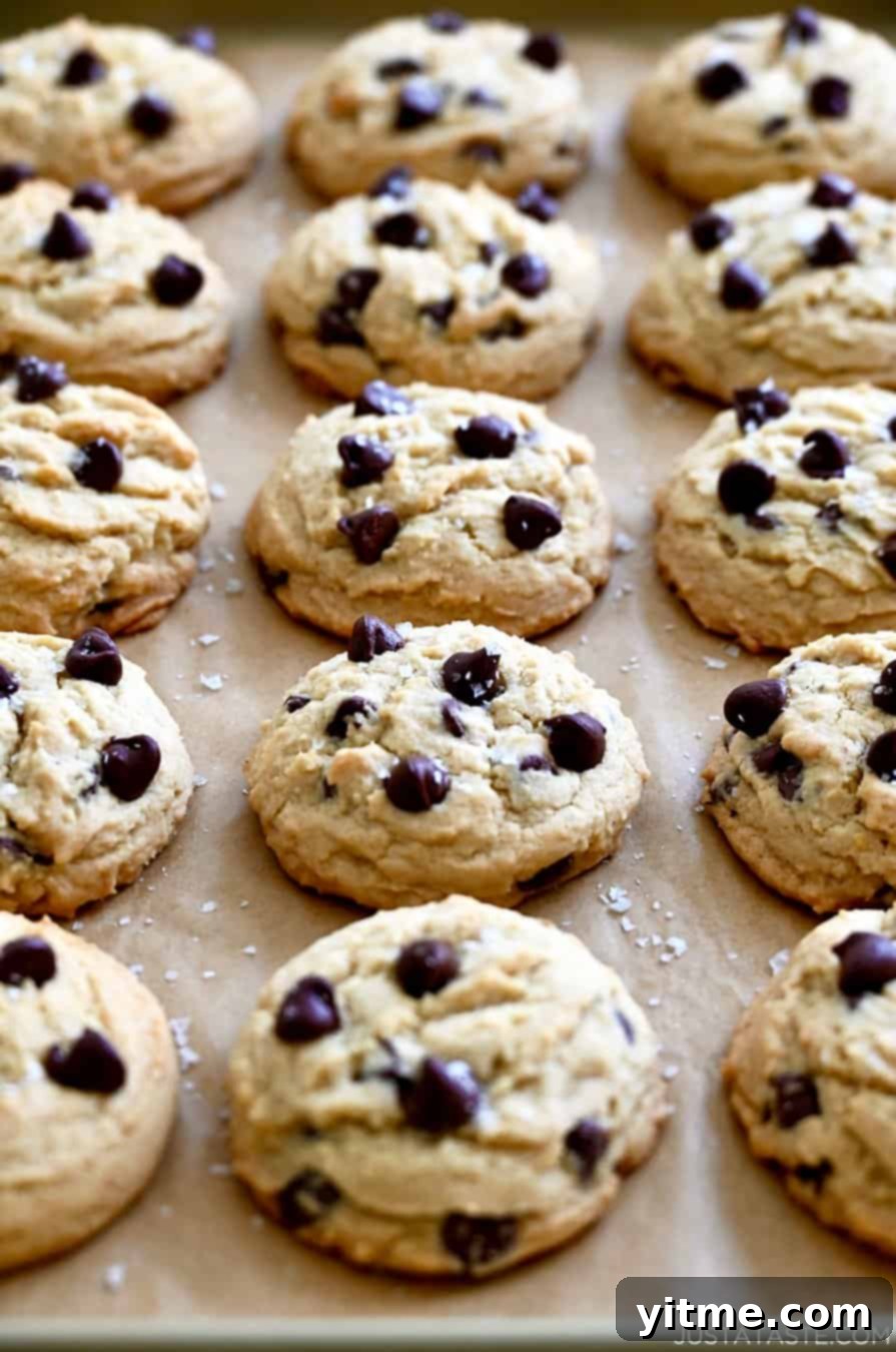 Close-up of High Altitude Chocolate Chip Cookies with sea salt