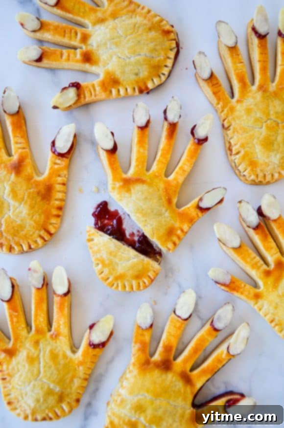 Bloody Halloween Hand Pies filled with fruit jam