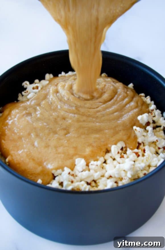 Effortless Caramel Corn Delight 4 Homemade caramel over freshly popped popcorn