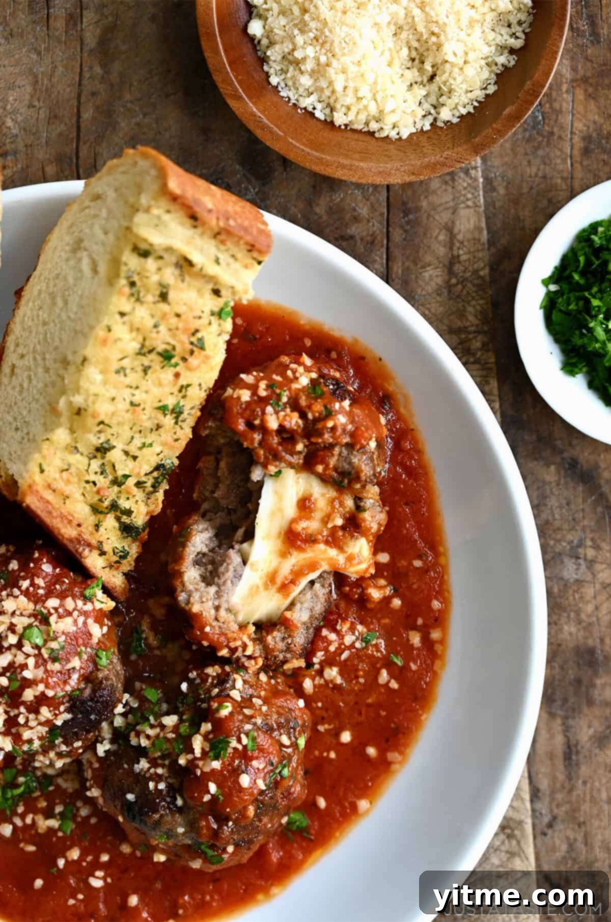 Mozzarella Stuffed Meatball Close-Up