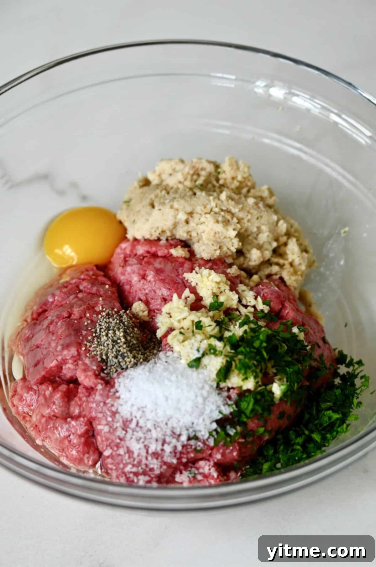 Meatball Ingredients in a Bowl