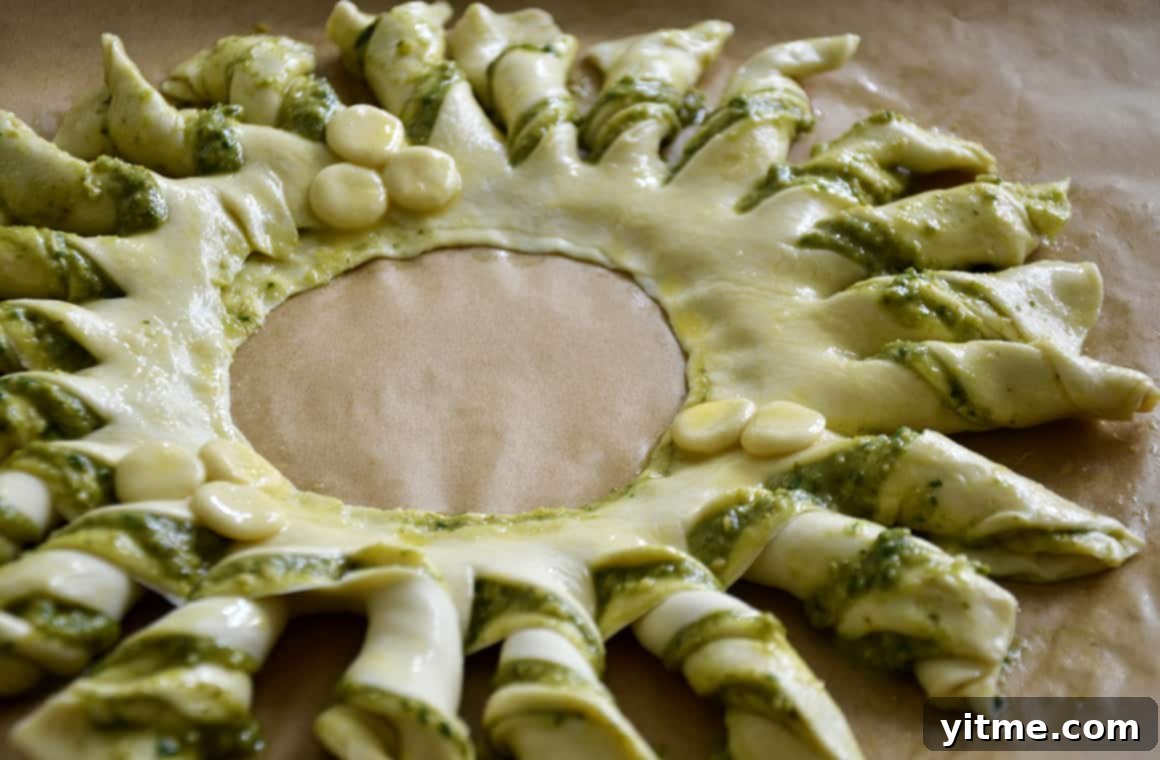 Close-up of unbaked puff pastry twists