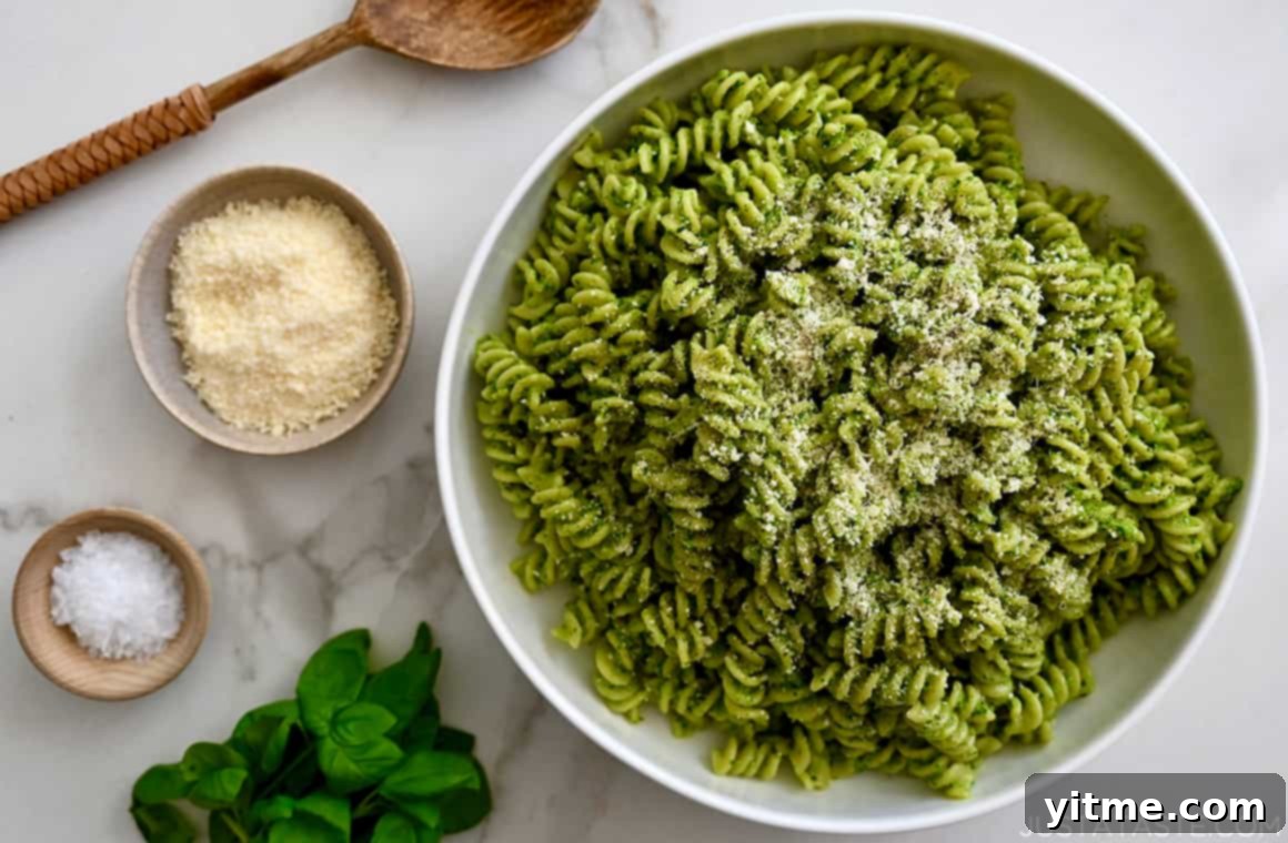Broccoli Pesto Pasta in a serving bowl