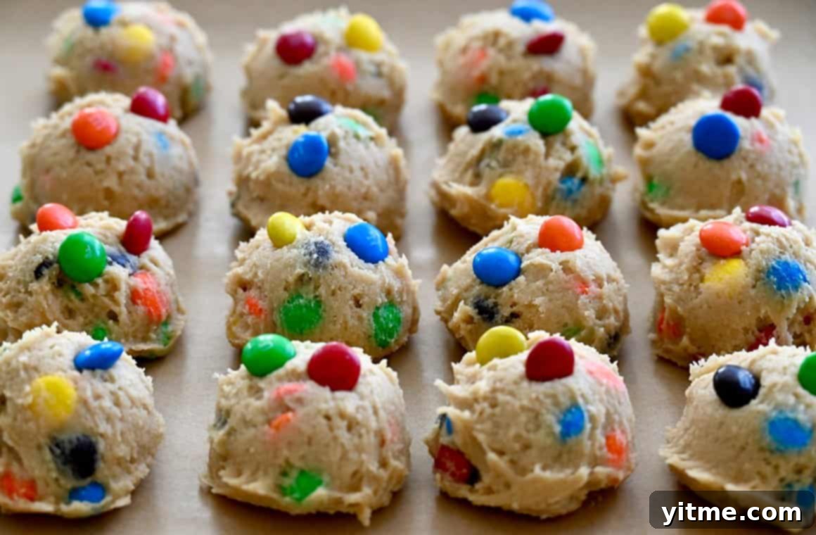 M&M's Soft Cookie Delights 4 Rows of perfectly scooped cookies studded with M&Ms