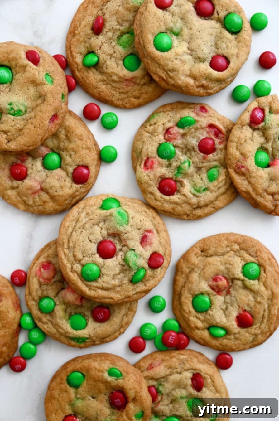 M&M's Soft Cookie Delights 8 Red and green M&M cookies