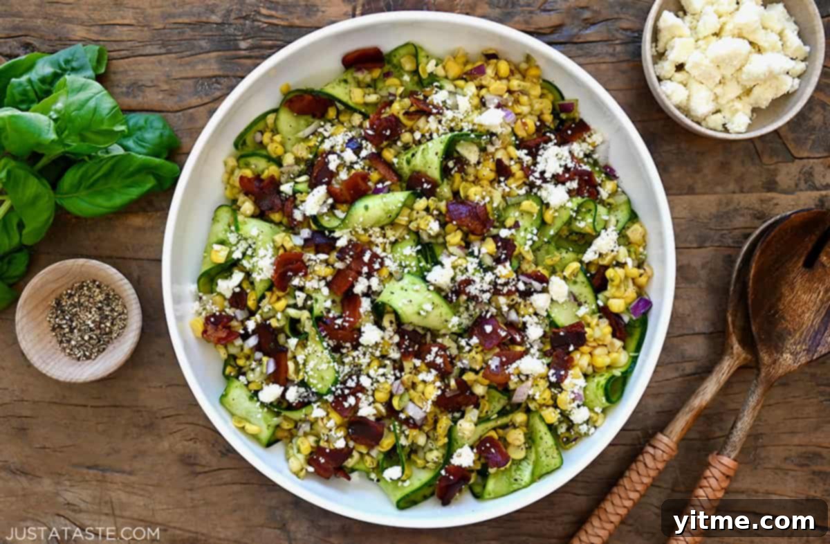 Corn and Zucchini Salad served with cotija cheese and pepper.