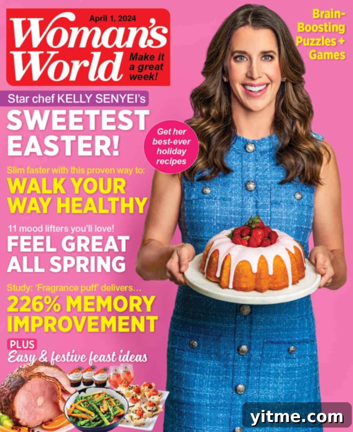 Kelly Senyei on the cover of Woman's World April 2024 magazine.