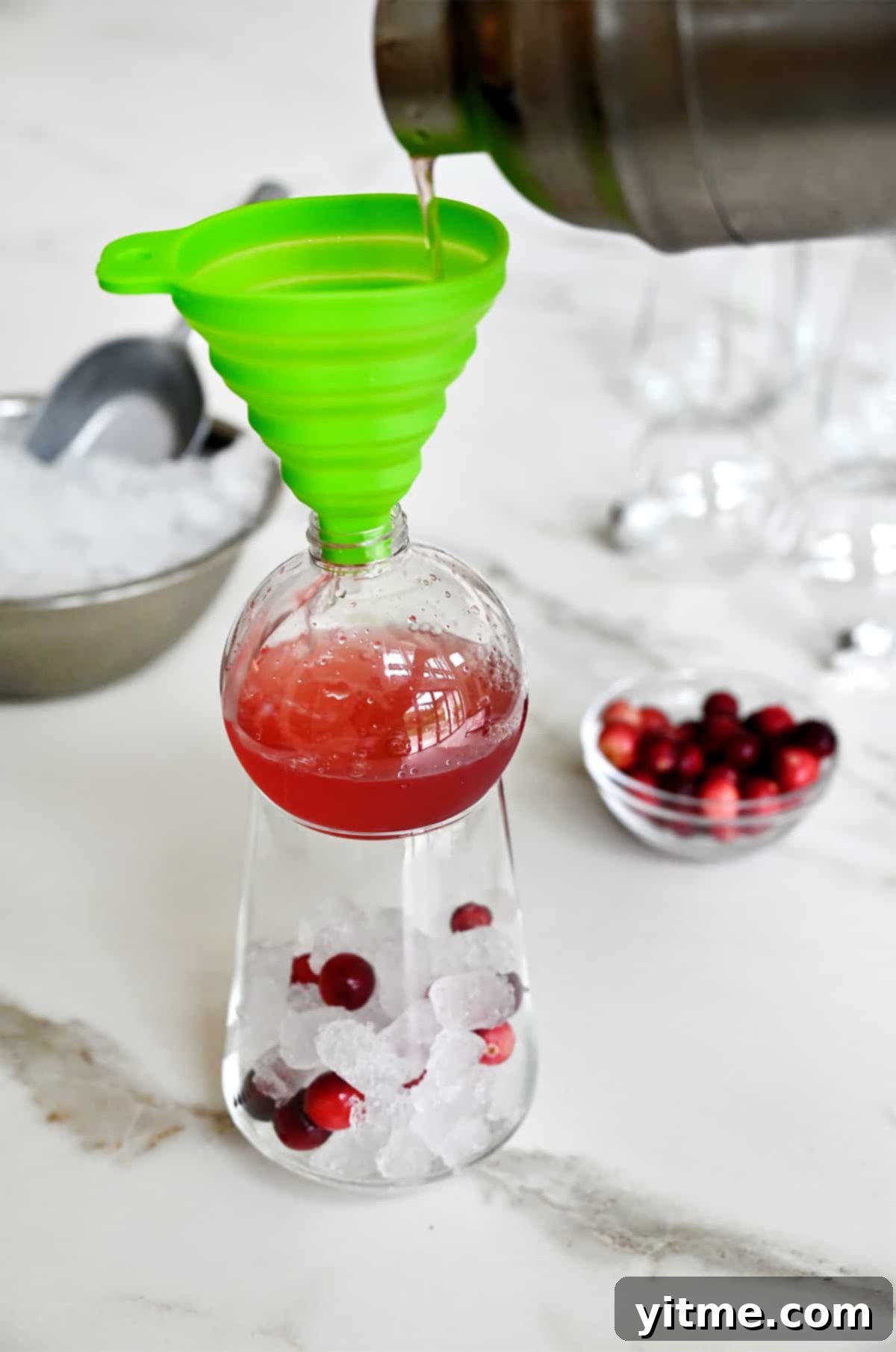 Making Christmas Margaritas ahead of time in ornament balls