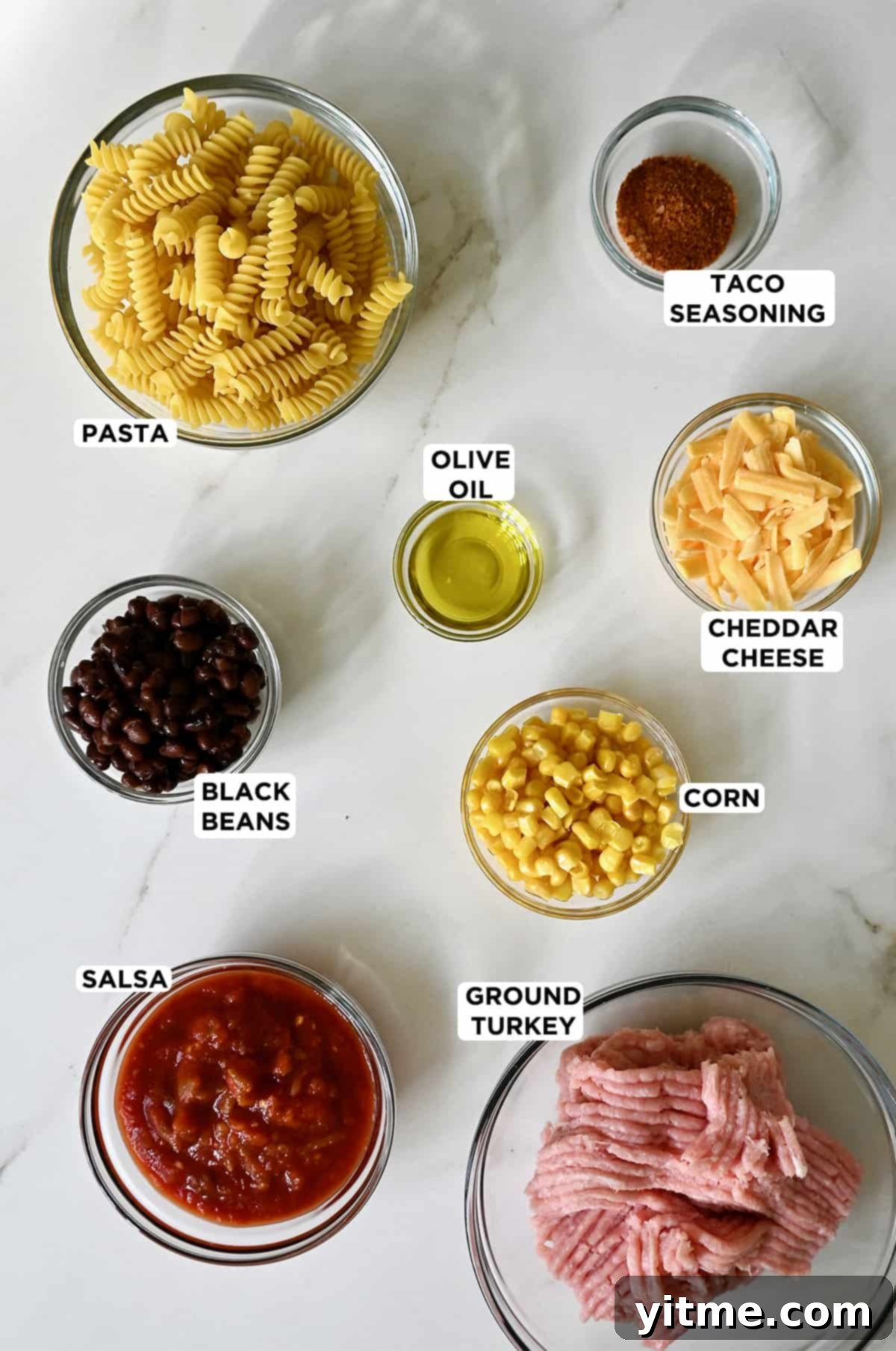 Ingredients for Turkey Taco Pasta