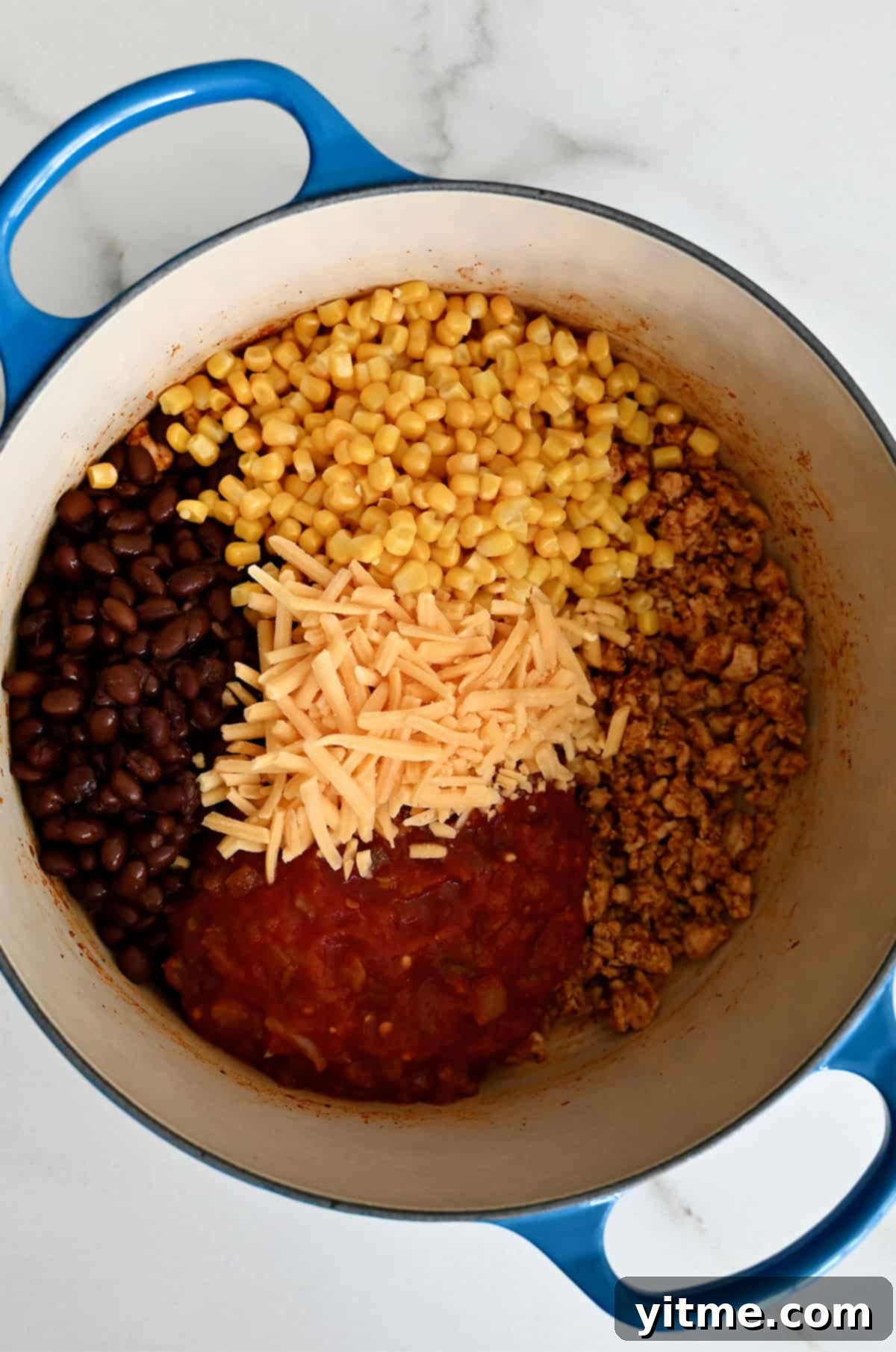 Ground turkey taco mixture with cheese