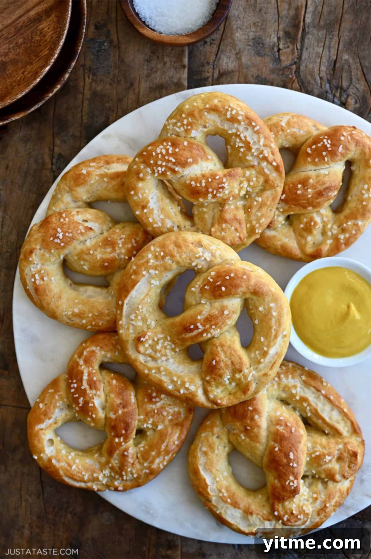 Cottage cheese soft pretzels on a platter