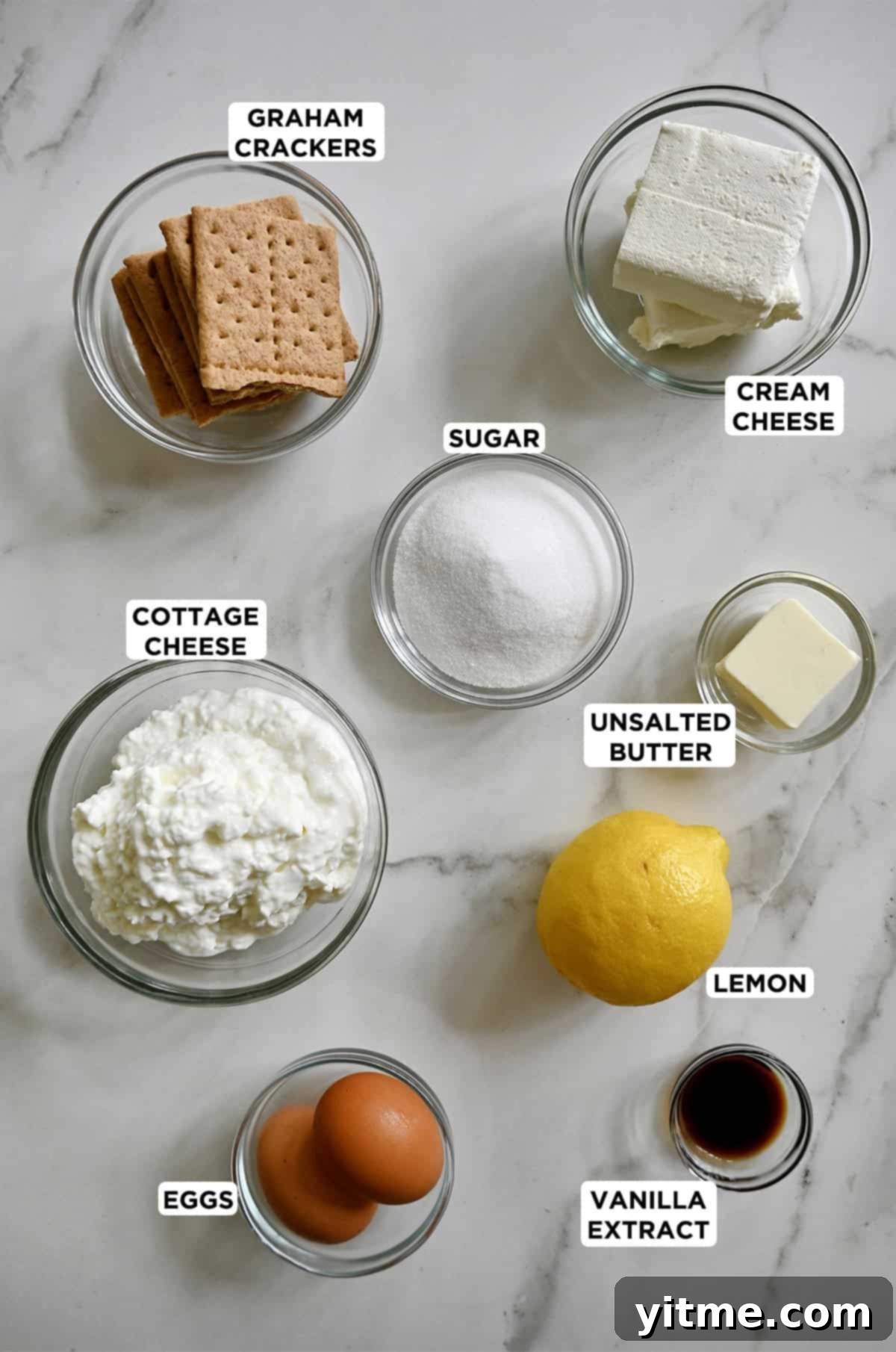 Ingredients for cottage cheese cheesecake