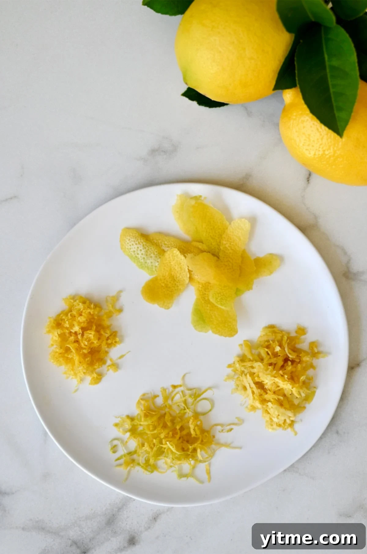 Zesting Lemons: A Citrus Twist Guide 8 Different lemon zest textures created using various zesting tools.