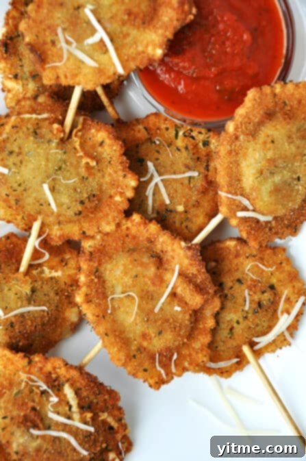 Deep-Fried Ravioli On a Stick from justataste.com #recipe