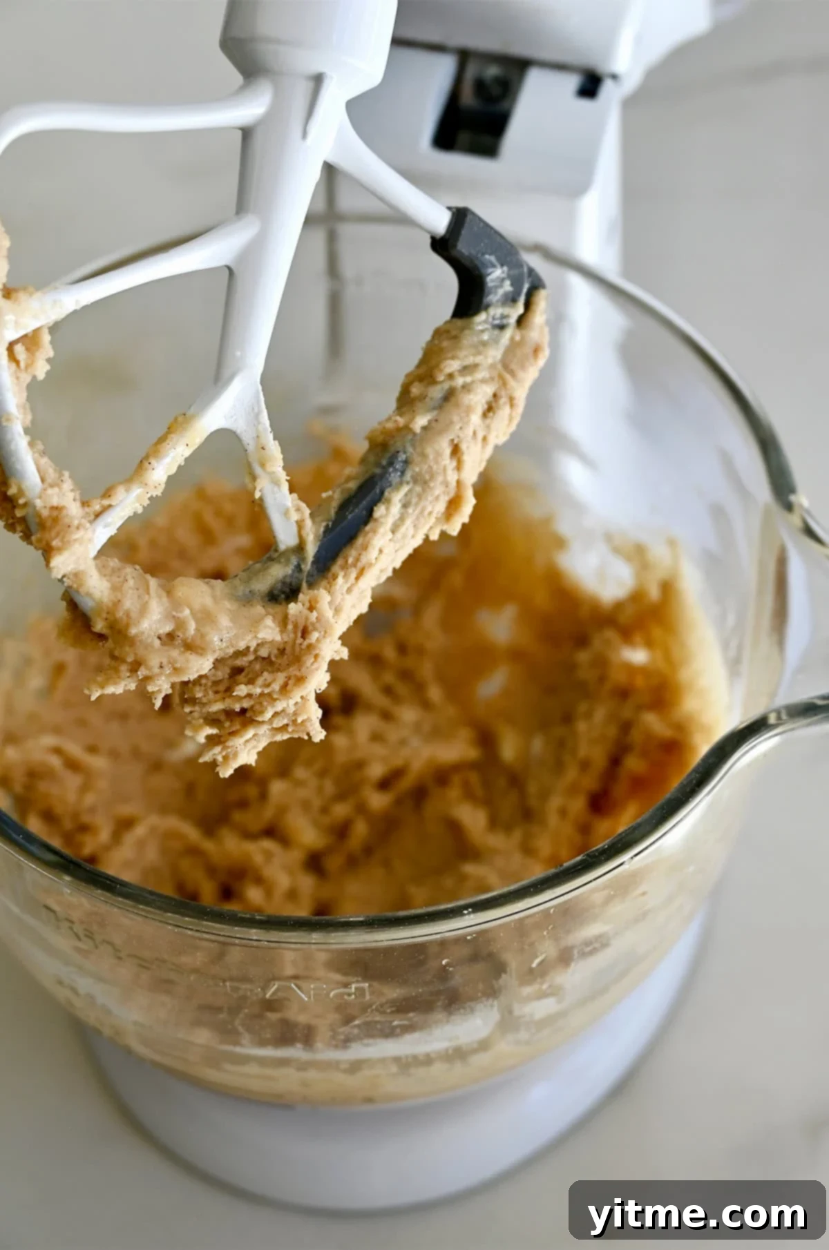 Chai cookie dough in a glass bowl.
