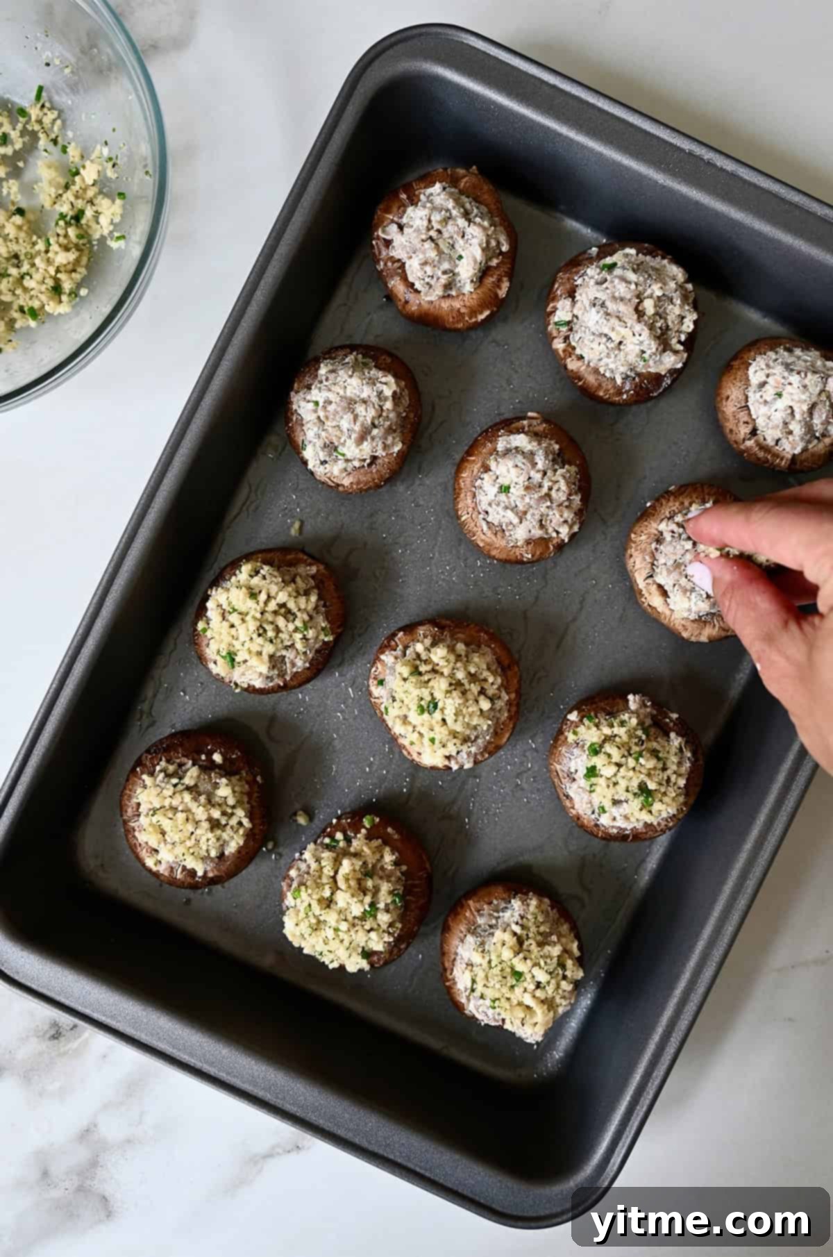 Sausage-Kissed Mushroom Bites 11 Stuffing the mushrooms