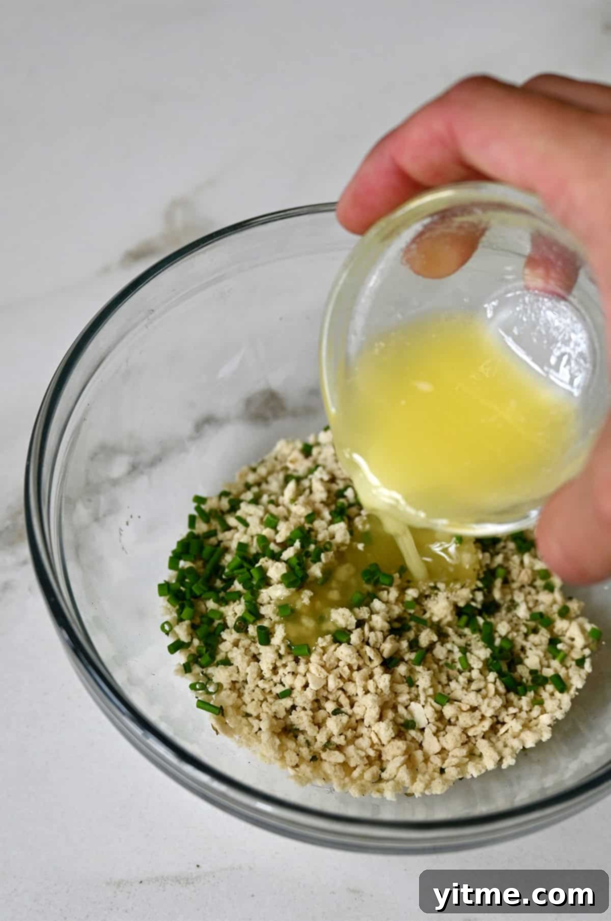 Sausage-Kissed Mushroom Bites 10 Making the breadcrumb topping