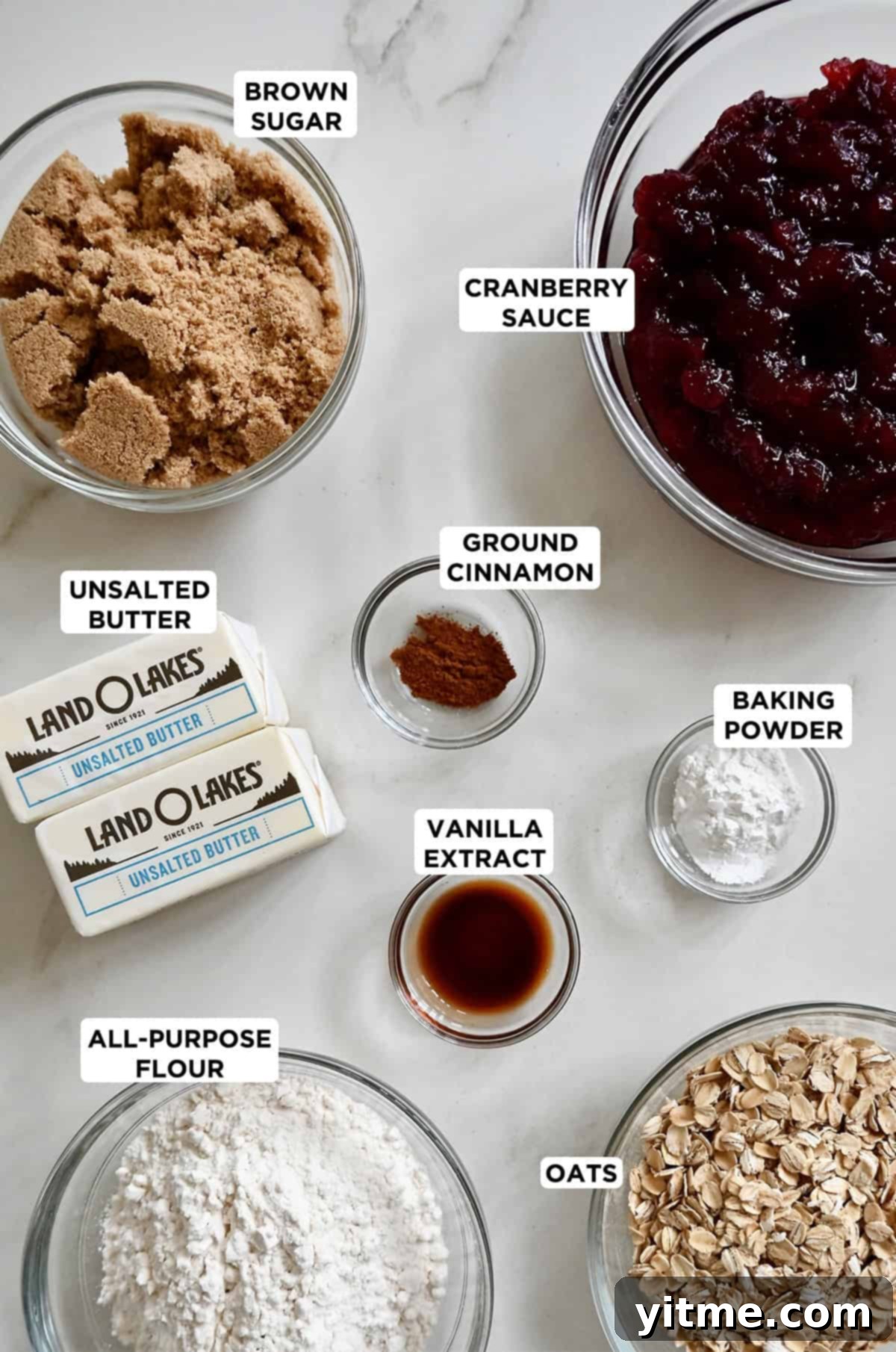 Cranberry crumble bar ingredients