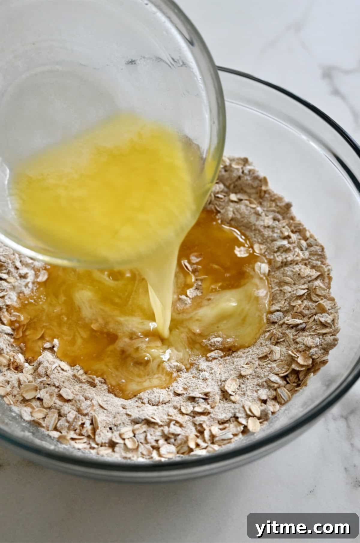 Adding melted butter