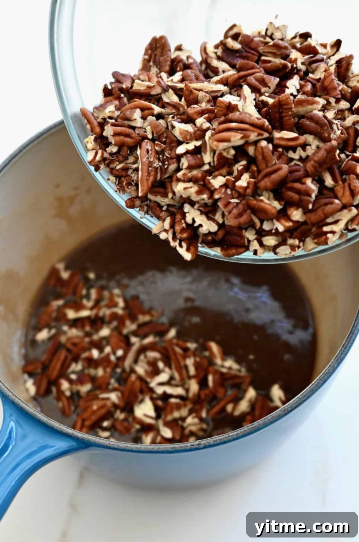 Making pecan pie filling